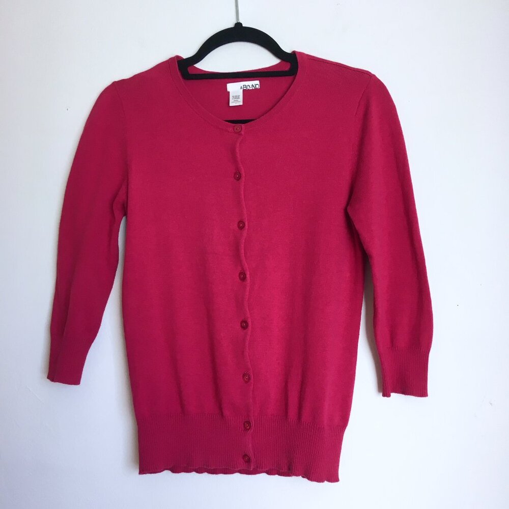 Abound Red Crew Neck Cardigan